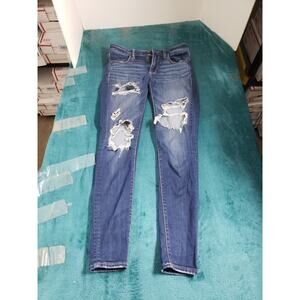 American Eagle Jeans Size 4 Womens Blue Stretch Pants Denim Mid Rise Jegging